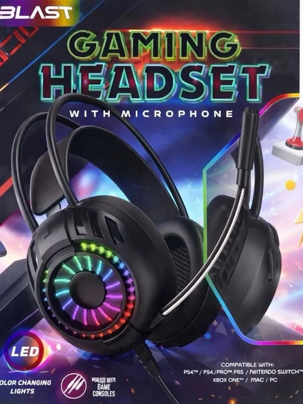 Blast RGB LED Black Gaming Headset with Microphone